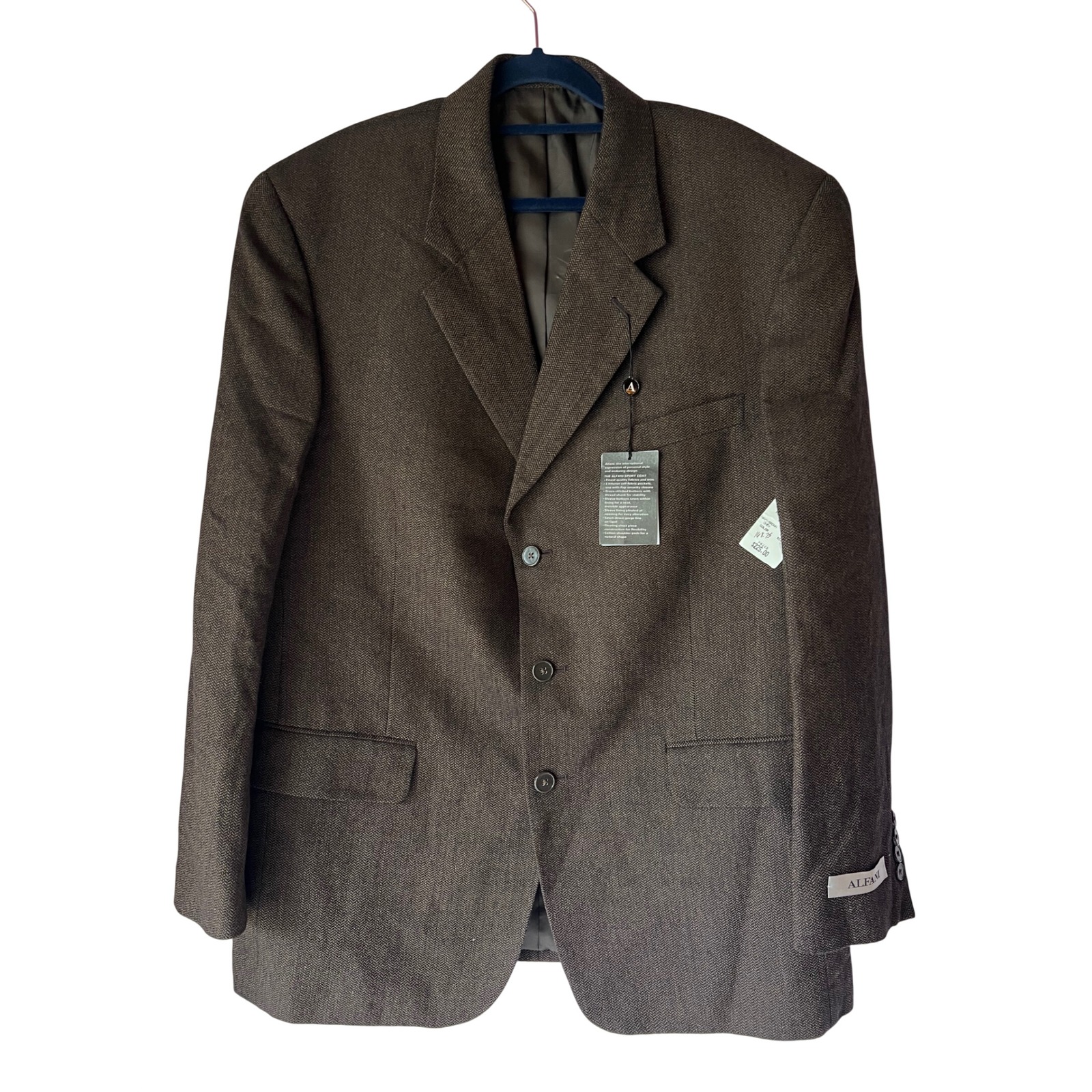 Alfani Sport Coat Blazer Positano- Diablo Mens R44 Wool Blend Brown